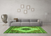 Machine Washable Abstract Green Modern Rug, wshabs3085grn