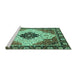 Sideview of Machine Washable Abstract Turquoise Modern Area Rugs, wshabs3085turq