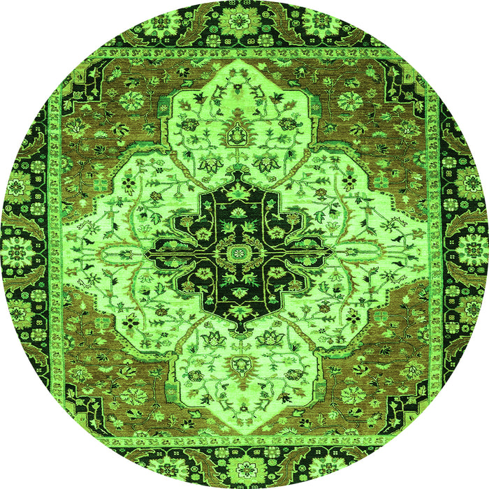 Round Abstract Green Modern Rug, abs3085grn