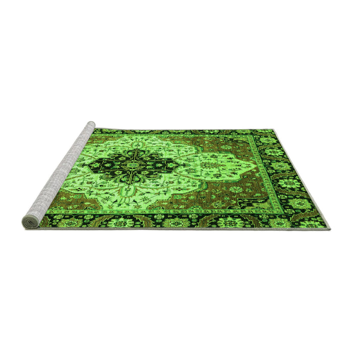Sideview of Machine Washable Abstract Green Modern Area Rugs, wshabs3085grn