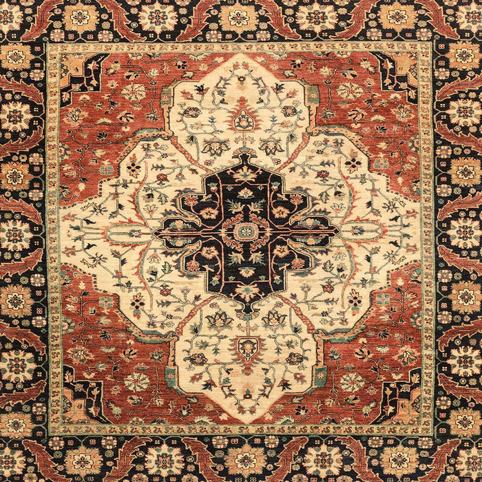 Square Machine Washable Abstract Red Brown Rug, wshabs3085
