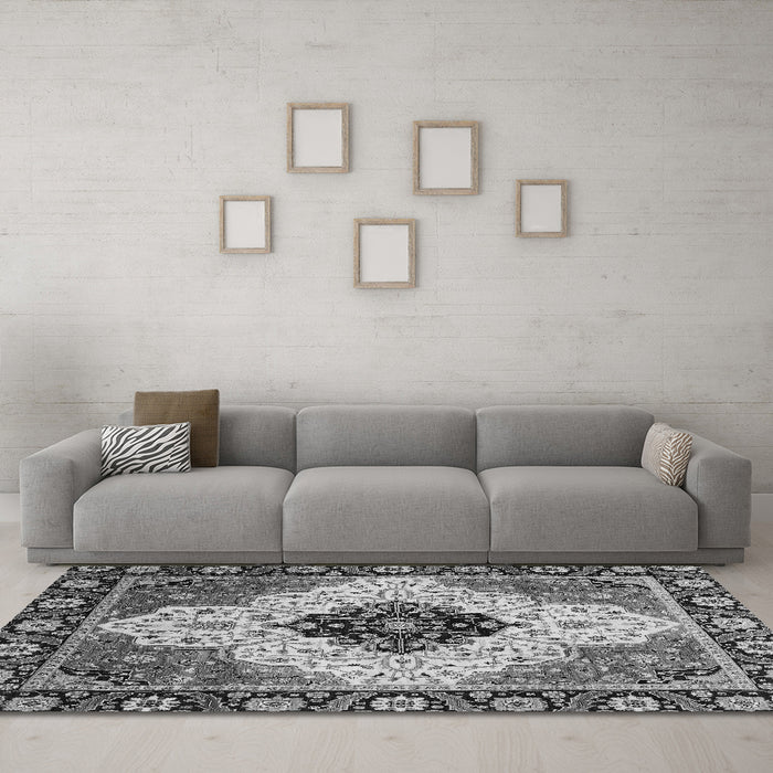 Machine Washable Abstract Gray Modern Rug in a Living Room,, wshabs3085gry