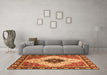 Machine Washable Abstract Orange Modern Area Rugs in a Living Room, wshabs3085org