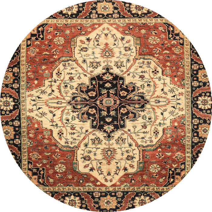 Round Abstract Red Brown Modern Rug, abs3085