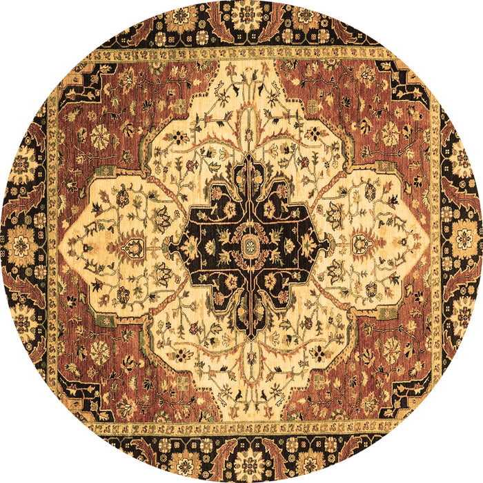 Round Abstract Brown Modern Rug, abs3085brn