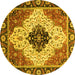 Round Abstract Yellow Modern Rug, abs3085yw