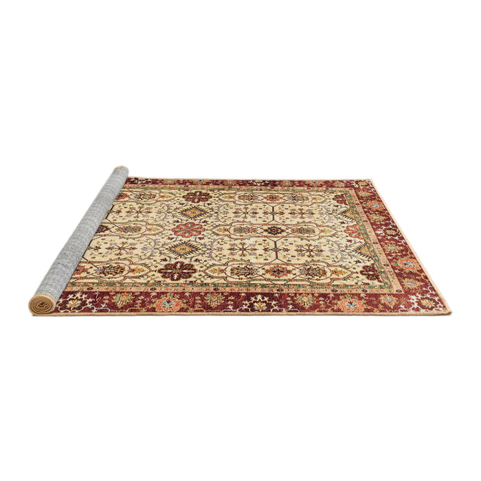 Sideview of Machine Washable Abstract Yellow Rug, wshabs3086