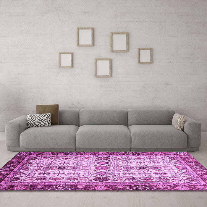 Machine Washable Abstract Purple Modern Area Rugs in a Living Room, wshabs3086pur