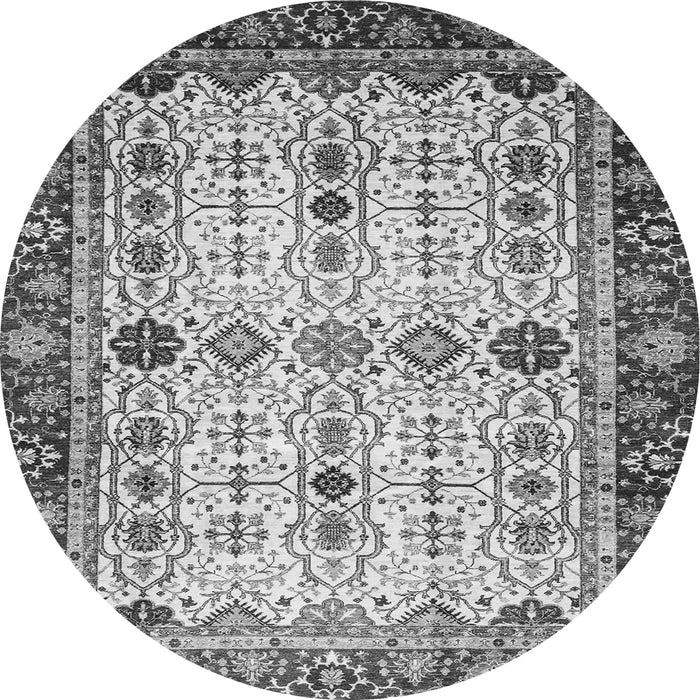 Round Machine Washable Abstract Gray Modern Rug, wshabs3086gry