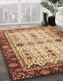 Abstract Yellow Modern Rug in Family Room, abs3086