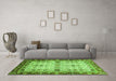 Machine Washable Abstract Green Modern Area Rugs in a Living Room,, wshabs3086grn