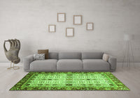 Machine Washable Abstract Green Modern Rug, wshabs3086grn