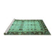 Sideview of Machine Washable Abstract Turquoise Modern Area Rugs, wshabs3086turq