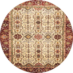 Round Machine Washable Abstract Yellow Rug, wshabs3086