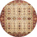 Round Machine Washable Abstract Yellow Rug, wshabs3086