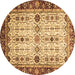 Round Abstract Brown Modern Rug, abs3086brn