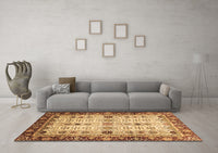 Machine Washable Abstract Brown Modern Rug, wshabs3086brn