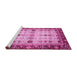 Sideview of Machine Washable Abstract Pink Modern Rug, wshabs3086pnk