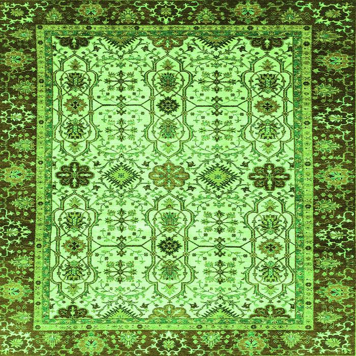 Square Machine Washable Abstract Green Modern Area Rugs, wshabs3086grn