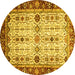 Round Machine Washable Abstract Yellow Modern Rug, wshabs3086yw