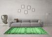 Machine Washable Abstract Emerald Green Modern Area Rugs in a Living Room,, wshabs3086emgrn