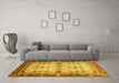 Machine Washable Abstract Yellow Modern Rug in a Living Room, wshabs3086yw