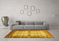 Machine Washable Abstract Yellow Modern Rug, wshabs3086yw