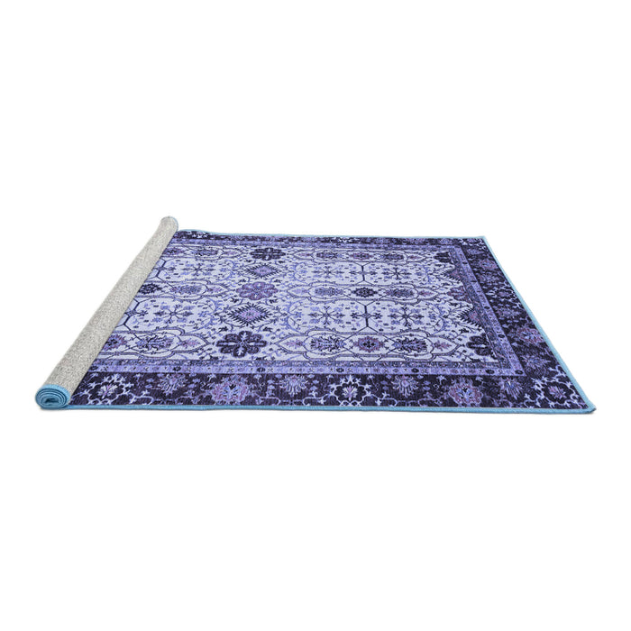 Sideview of Machine Washable Abstract Blue Modern Rug, wshabs3086blu