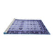 Sideview of Machine Washable Abstract Blue Modern Rug, wshabs3086blu