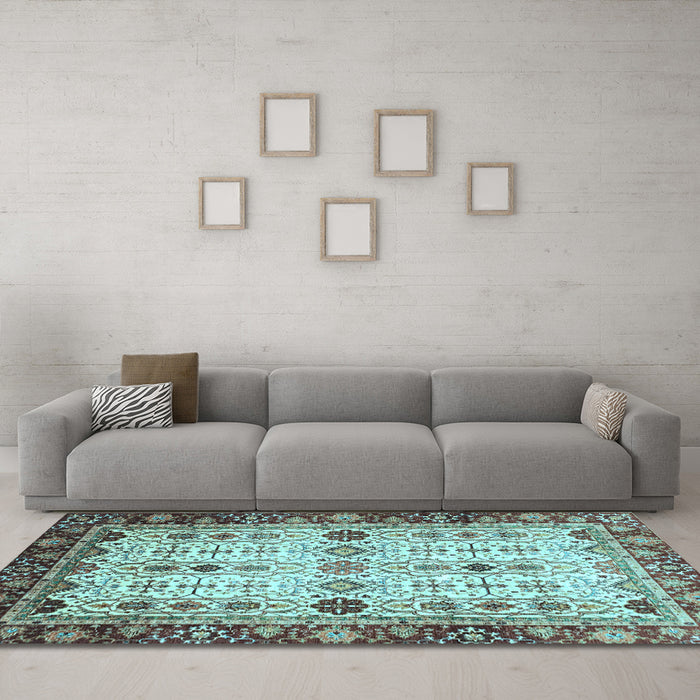 Machine Washable Abstract Light Blue Modern Rug in a Living Room, wshabs3086lblu