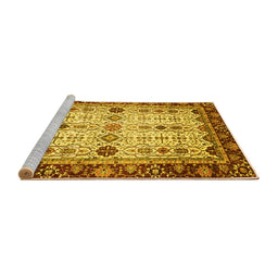Sideview of Machine Washable Abstract Yellow Modern Rug, wshabs3086yw