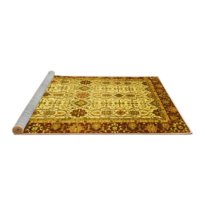 Sideview of Machine Washable Abstract Yellow Modern Rug, wshabs3086yw