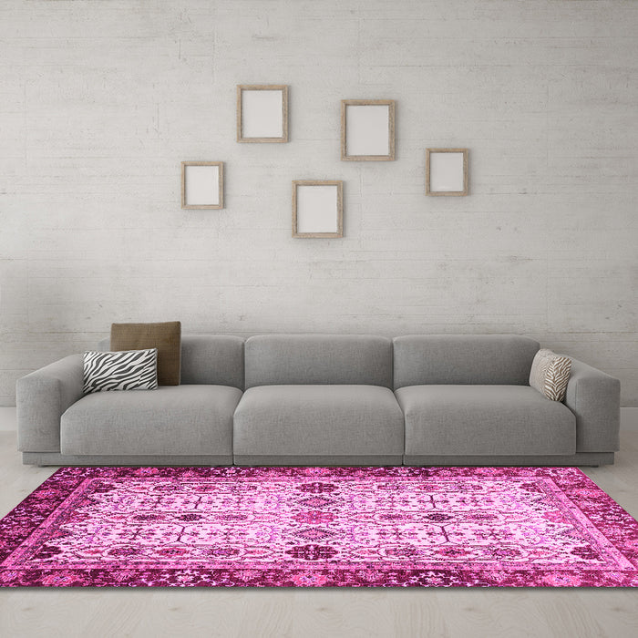 Machine Washable Abstract Pink Modern Rug in a Living Room, wshabs3086pnk