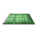 Sideview of Machine Washable Abstract Emerald Green Modern Area Rugs, wshabs3086emgrn