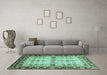 Machine Washable Abstract Turquoise Modern Area Rugs in a Living Room,, wshabs3086turq