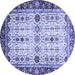 Round Machine Washable Abstract Blue Modern Rug, wshabs3086blu