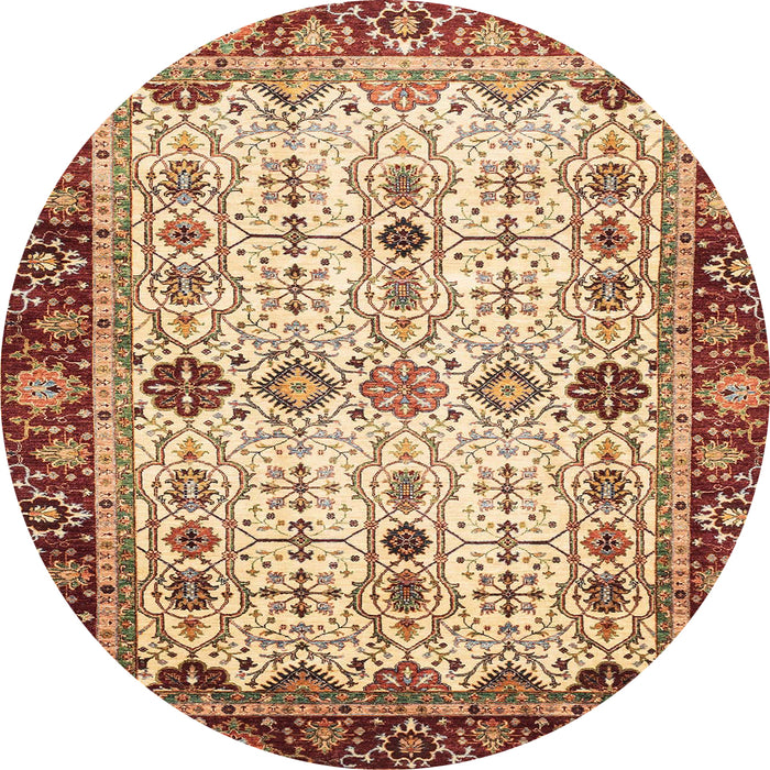 Round Abstract Yellow Modern Rug, abs3086