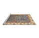 Sideview of Machine Washable Abstract Yellow Rug, wshabs3087