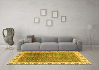 Machine Washable Abstract Yellow Modern Rug, wshabs3087yw