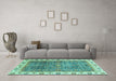 Machine Washable Abstract Turquoise Modern Area Rugs in a Living Room,, wshabs3087turq