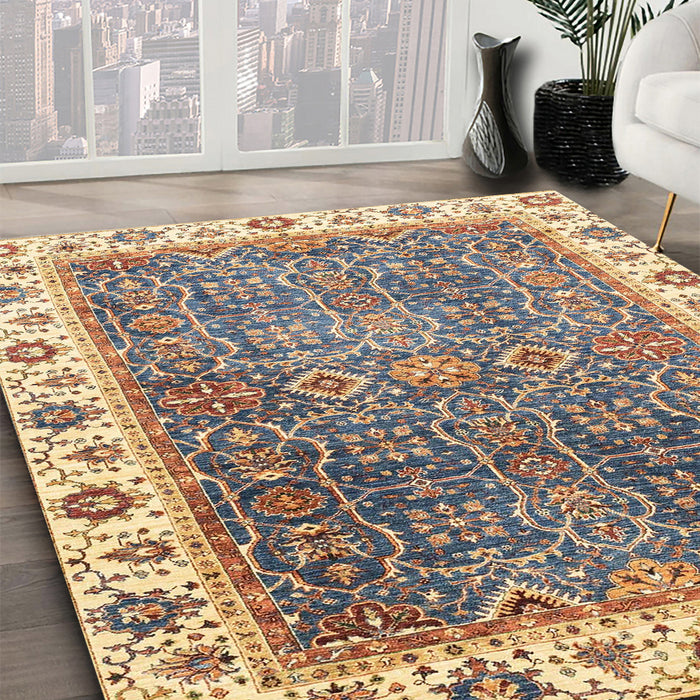 Machine Washable Abstract Yellow Rug in a Family Room, wshabs3087