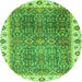 Round Abstract Green Modern Rug, abs3087grn