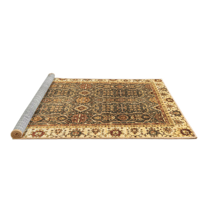 Sideview of Machine Washable Abstract Brown Modern Rug, wshabs3087brn