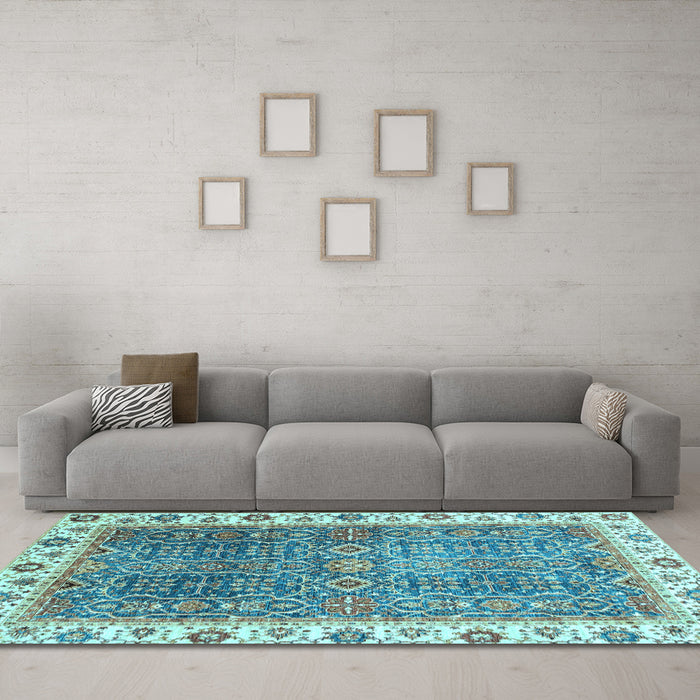 Machine Washable Abstract Light Blue Modern Rug in a Living Room, wshabs3087lblu