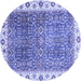 Round Machine Washable Abstract Blue Modern Rug, wshabs3087blu