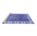 Sideview of Machine Washable Abstract Blue Modern Rug, wshabs3087blu