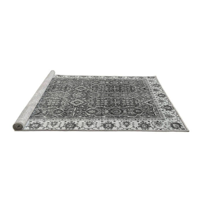 Sideview of Machine Washable Abstract Gray Modern Rug, wshabs3087gry