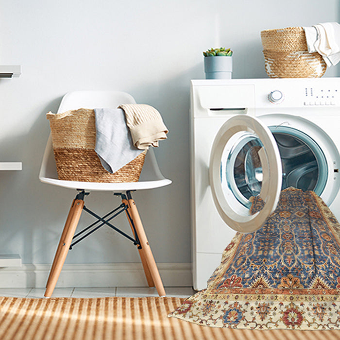 Machine Washable Abstract Yellow Rug in a Washing Machine, wshabs3087