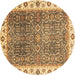 Round Abstract Brown Modern Rug, abs3087brn