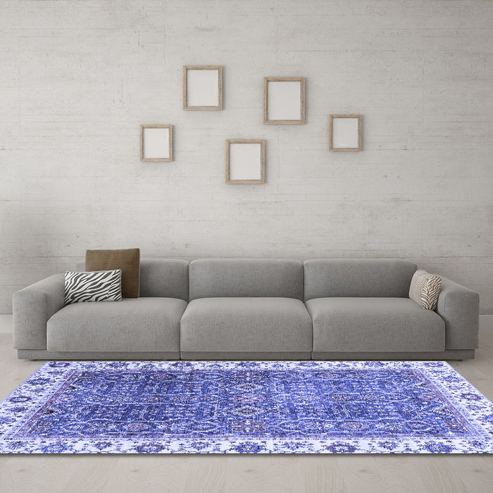 Machine Washable Abstract Blue Modern Rug in a Living Room, wshabs3087blu